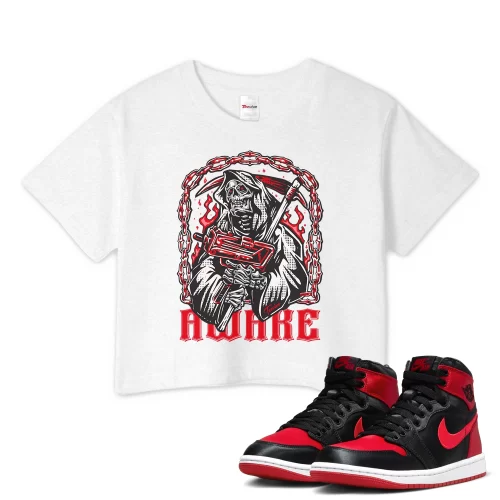 TeeVivo Crop Top Match Air Jordan 1 High OG Satin Bred Awake – Air Jordan 1 Crop Top, AJ1 Crop Top