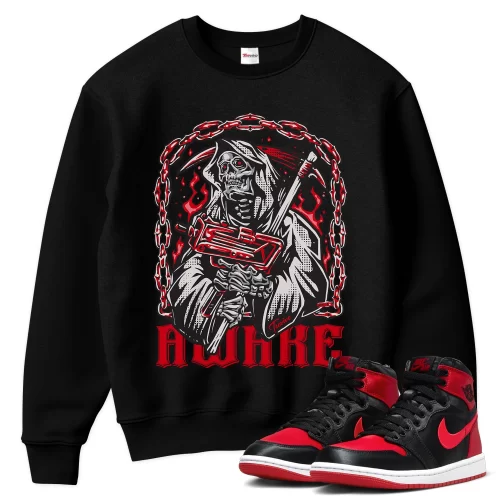 TeeVivo Sweatshirt Match Air Jordan 1 High OG Satin Bred Awake – Air Jordan 1 Sweatshirt, AJ1 Sweatshirt