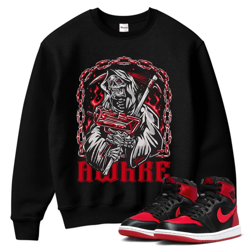 TeeVivo Sweatshirt Match Air Jordan 1 High OG Satin Bred Awake – Air Jordan 1 Sweatshirt, AJ1 Sweatshirt