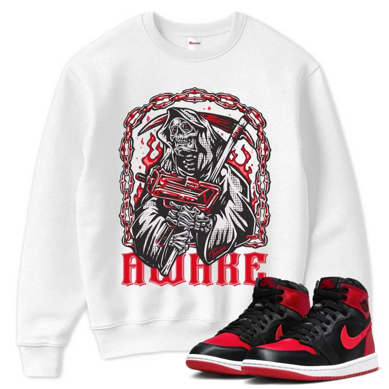 TeeVivo Sweatshirt Match Air Jordan 1 High OG Satin Bred Awake – Air Jordan 1 Sweatshirt, AJ1 Sweatshirt