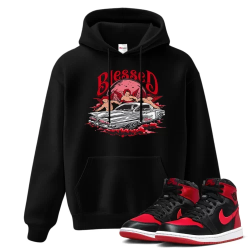 TeeVivo Hoodie Match Air Jordan 1 High OG Satin Bred Blessed – Air Jordan 1 Hoodie, AJ1 Hoodie
