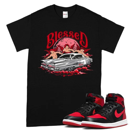 TeeVivo T-Shirt Match Air Jordan 1 High OG Satin Bred Blessed – Air Jordan 1 Shirt, AJ1 Shirt
