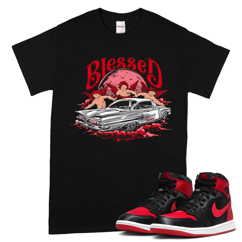 TeeVivo T-Shirt Match Air Jordan 1 High OG Satin Bred Blessed – Air Jordan 1 Shirt, AJ1 Shirt