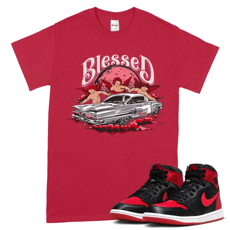 TeeVivo T-Shirt Match Air Jordan 1 High OG Satin Bred Blessed – Air Jordan 1 Shirt, AJ1 Shirt