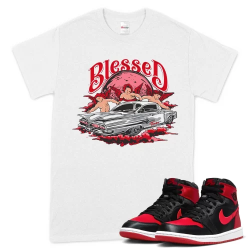 TeeVivo T-Shirt Match Air Jordan 1 High OG Satin Bred Blessed – Air Jordan 1 Shirt, AJ1 Shirt