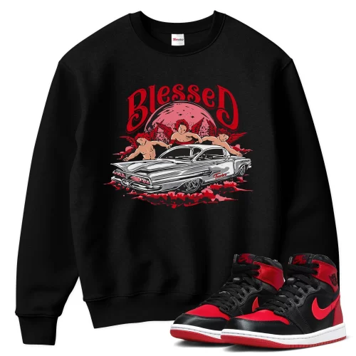 TeeVivo Sweatshirt Match Air Jordan 1 High OG Satin Bred Blessed – Air Jordan 1 Sweatshirt, AJ1 Sweatshirt