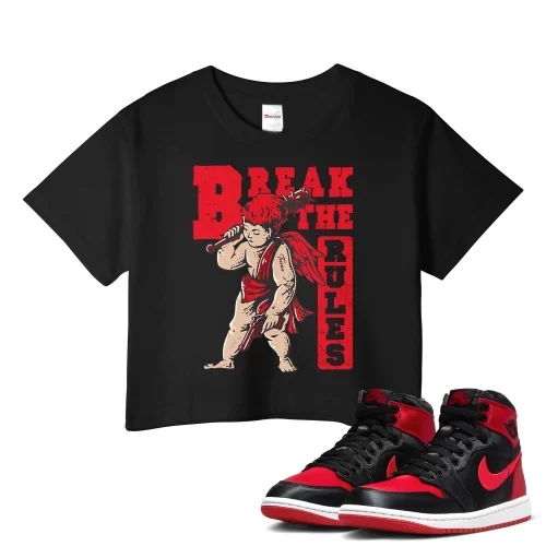 TeeVivo Crop Top Match Air Jordan 1 High OG Satin Bred Break the rules – Air Jordan 1 Crop Top, AJ1 Crop Top