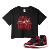 TeeVivo Crop Top Match Air Jordan 1 High OG Satin Bred Burning the ground – Air Jordan 1 Crop Top, AJ1 Crop Top