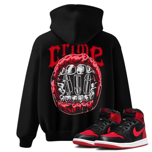 TeeVivo Hoodie Match Air Jordan 1 High OG Satin Bred Crime – Air Jordan 1 Hoodie, AJ1 Hoodie