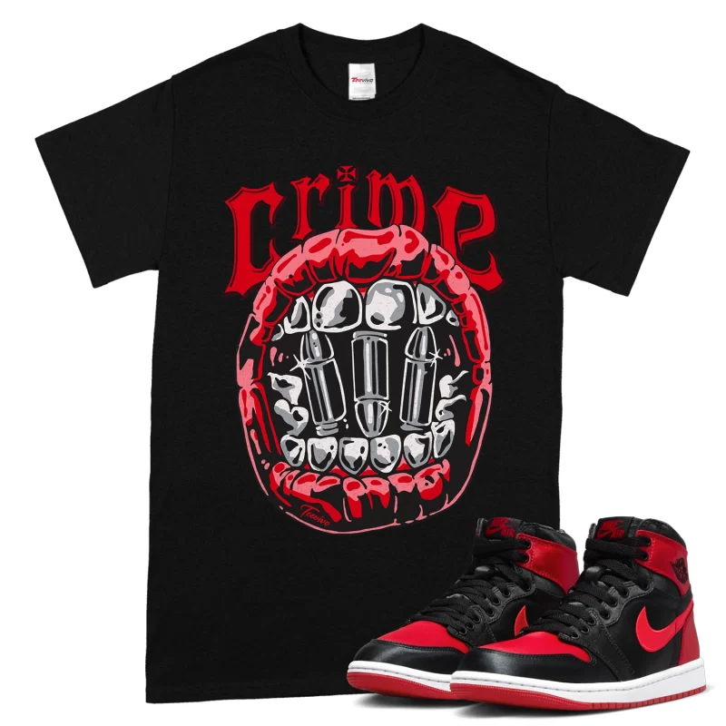 TeeVivo T-Shirt Match Air Jordan 1 High OG Satin Bred Crime – Air Jordan 1 Shirt, AJ1 Shirt