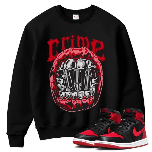TeeVivo Sweatshirt Match Air Jordan 1 High OG Satin Bred Crime – Air Jordan 1 Sweatshirt, AJ1 Sweatshirt