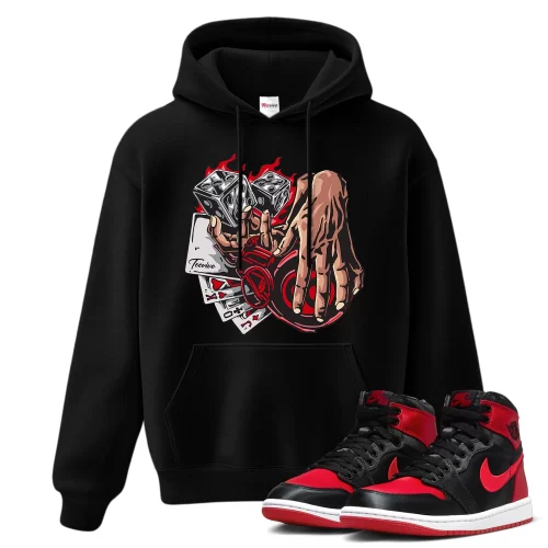 TeeVivo Hoodie Match Air Jordan 1 High OG Satin Bred Gambling – Air Jordan 1 Hoodie, AJ1 Hoodie