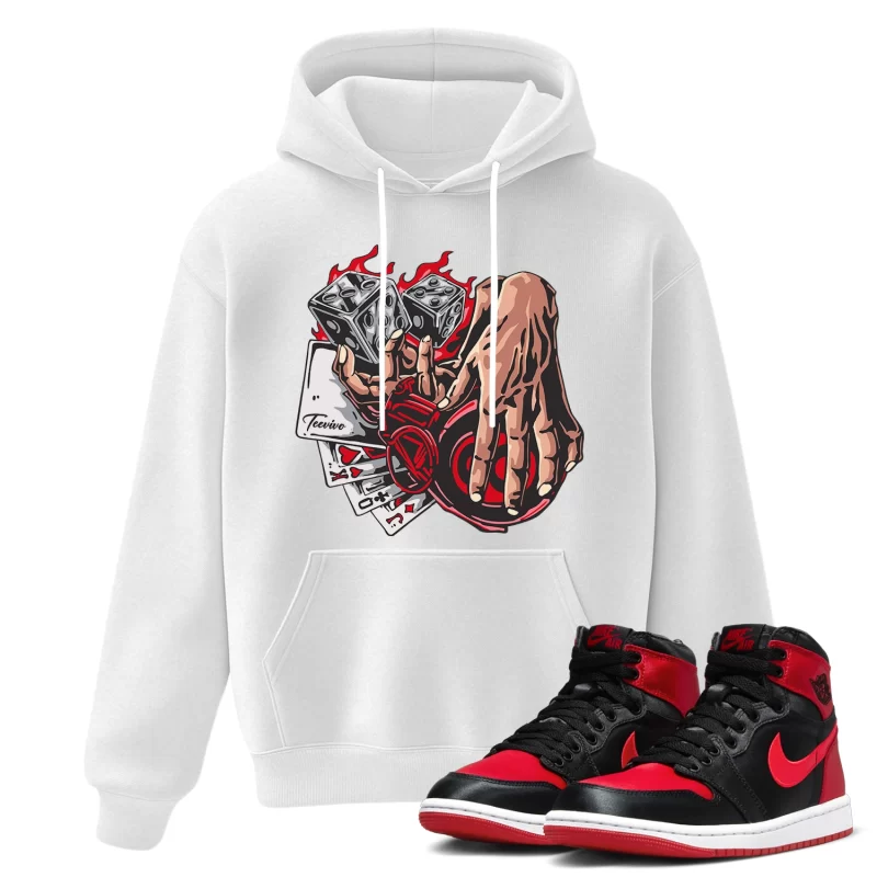 TeeVivo Hoodie Match Air Jordan 1 High OG Satin Bred Gambling – Air Jordan 1 Hoodie, AJ1 Hoodie