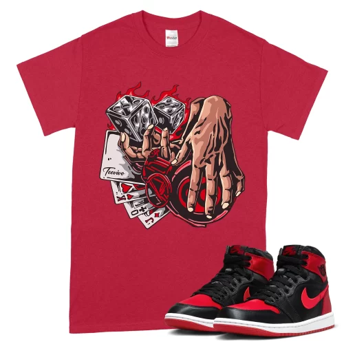 TeeVivo T-Shirt Match Air Jordan 1 High OG Satin Bred Gambling – Air Jordan 1 Shirt, AJ1 Shirt