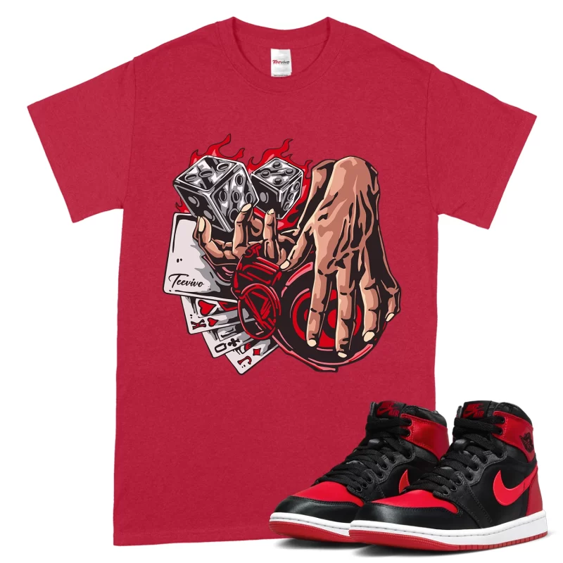 TeeVivo T-Shirt Match Air Jordan 1 High OG Satin Bred Gambling – Air Jordan 1 Shirt, AJ1 Shirt
