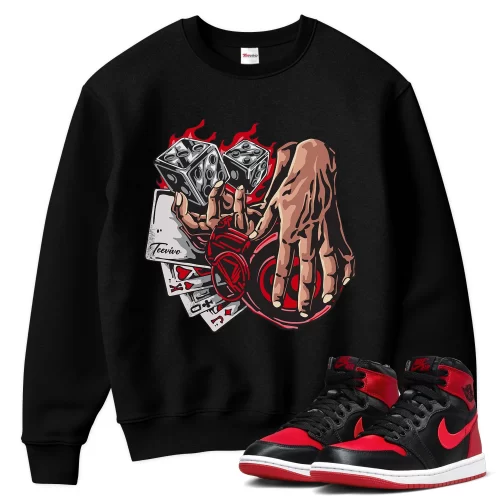 TeeVivo Sweatshirt Match Air Jordan 1 High OG Satin Bred Gambling – Air Jordan 1 Sweatshirt, AJ1 Sweatshirt