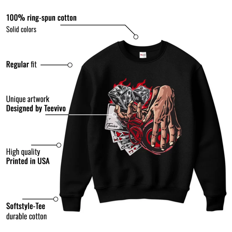 TeeVivo Sweatshirt Match Air Jordan 1 High OG Satin Bred Gambling – Air Jordan 1 Sweatshirt, AJ1 Sweatshirt