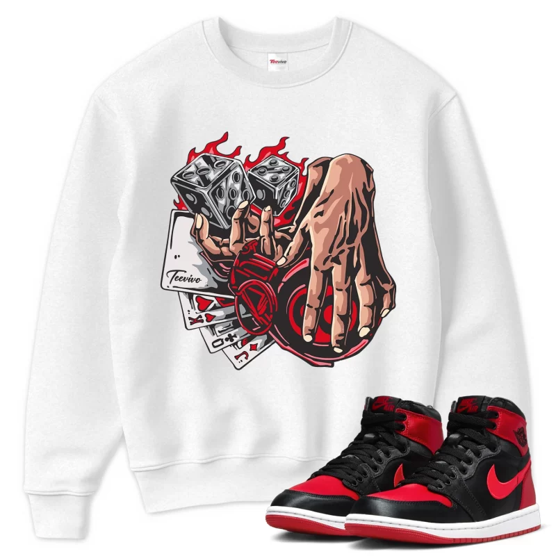 TeeVivo Sweatshirt Match Air Jordan 1 High OG Satin Bred Gambling – Air Jordan 1 Sweatshirt, AJ1 Sweatshirt