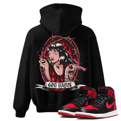 TeeVivo Hoodie Match Air Jordan 1 High OG Satin Bred God Daaamn – Air Jordan 1 Hoodie, AJ1 Hoodie