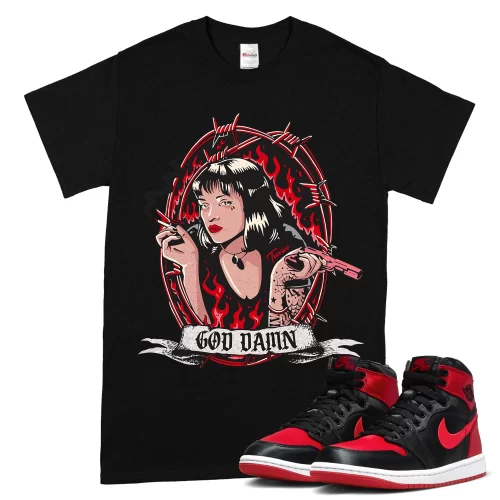 TeeVivo T-Shirt Match Air Jordan 1 High OG Satin Bred God Daaamn – Air Jordan 1 Shirt, AJ1 Shirt
