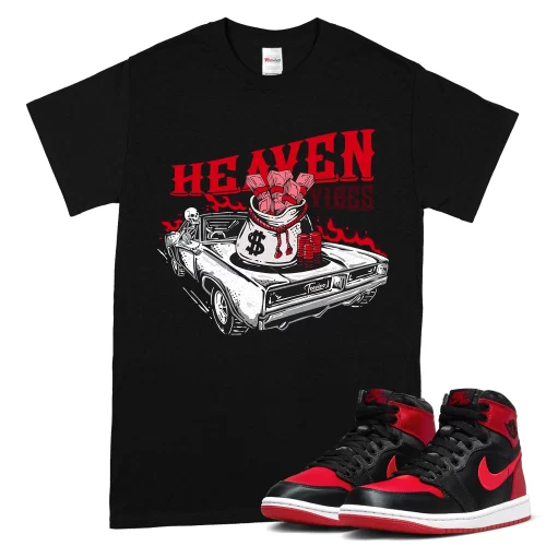 TeeVivo T-Shirt Match Air Jordan 1 High OG Satin Bred Heaven vibes – Air Jordan 1 Shirt, AJ1 Shirt