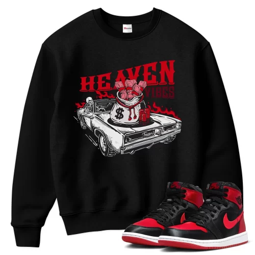TeeVivo Sweatshirt Match Air Jordan 1 High OG Satin Bred Heaven vibes – Air Jordan 1 Sweatshirt, AJ1 Sweatshirt