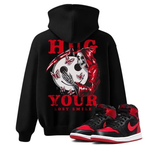 TeeVivo Hoodie Match Air Jordan 1 High OG Satin Bred Hug your lost smile – Air Jordan 1 Hoodie, AJ1 Hoodie