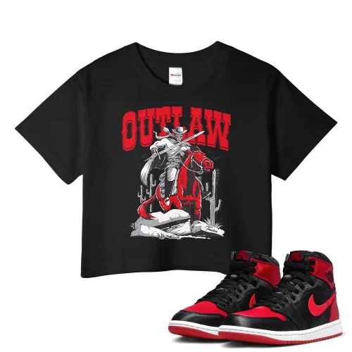 TeeVivo Crop Top Match Air Jordan 1 High OG Satin Bred Outlaw – Air Jordan 1 Crop Top, AJ1 Crop Top