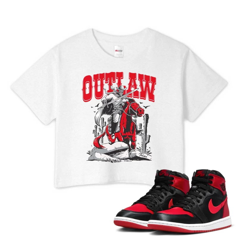 TeeVivo Crop Top Match Air Jordan 1 High OG Satin Bred Outlaw – Air Jordan 1 Crop Top, AJ1 Crop Top