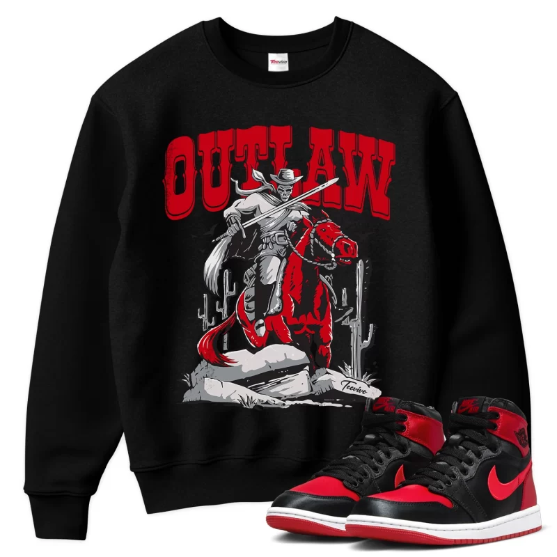 TeeVivo Sweatshirt Match Air Jordan 1 High OG Satin Bred Outlaw – Air Jordan 1 Sweatshirt, AJ1 Sweatshirt
