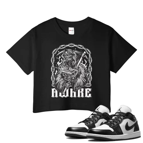 TeeVivo Crop Top Match Air Jordan 1 Low Panda Awake – Air Jordan 1 Crop Top, AJ1 Crop Top