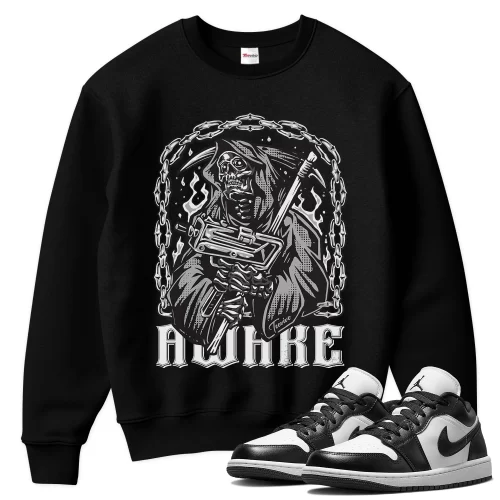 TeeVivo Sweatshirt Match Air Jordan 1 Low Panda Awake – Air Jordan 1 Sweatshirt, AJ1 Sweatshirt