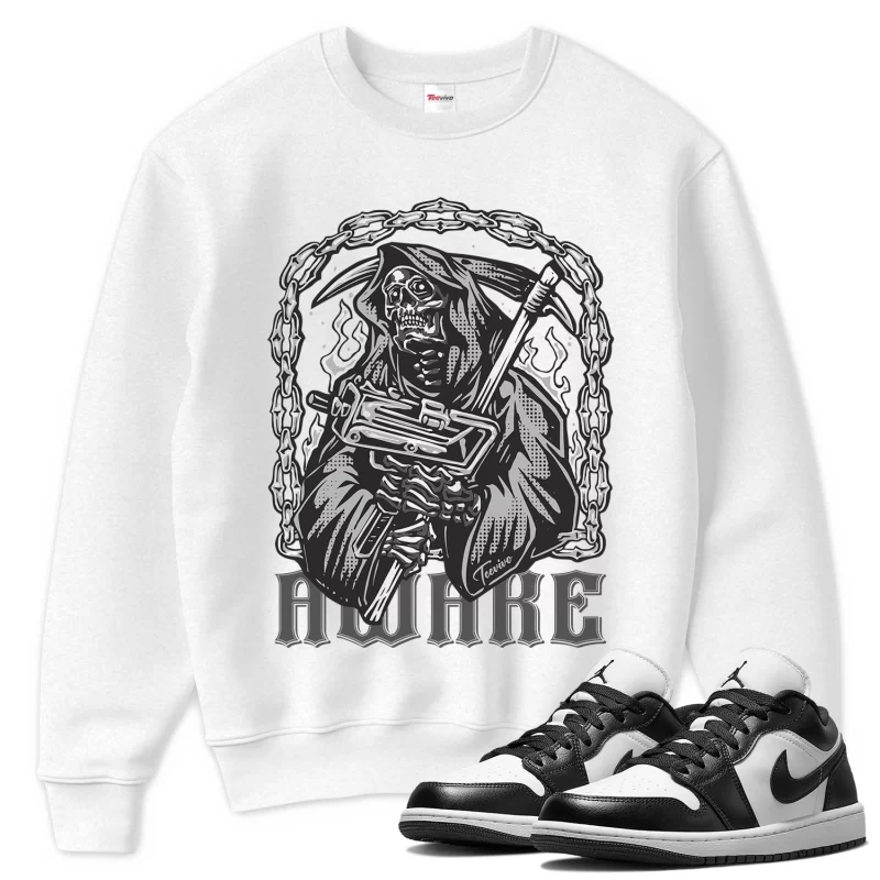 TeeVivo Sweatshirt Match Air Jordan 1 Low Panda Awake – Air Jordan 1 Sweatshirt, AJ1 Sweatshirt