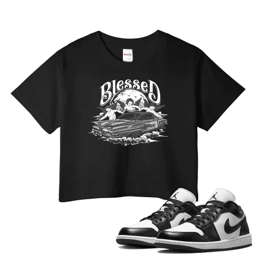 TeeVivo Crop Top Match Air Jordan 1 Low Panda Blessed – Air Jordan 1 Crop Top, AJ1 Crop Top