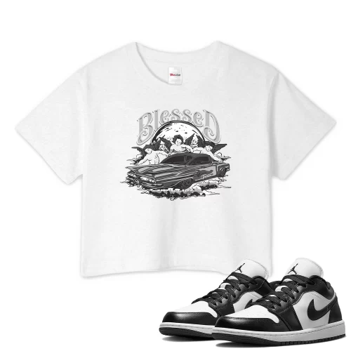 TeeVivo Crop Top Match Air Jordan 1 Low Panda Blessed – Air Jordan 1 Crop Top, AJ1 Crop Top
