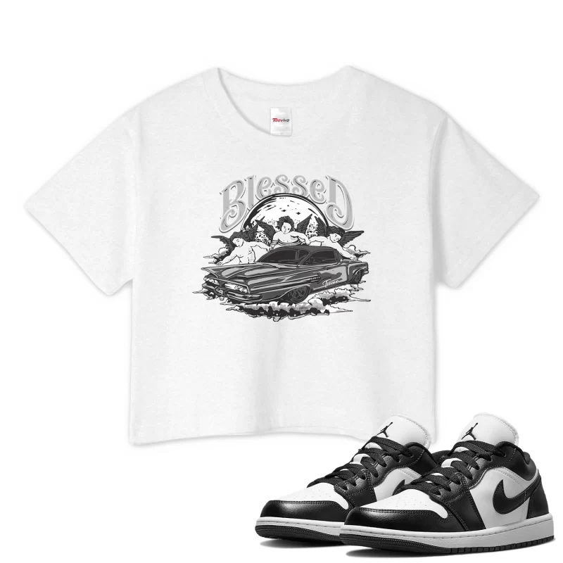 TeeVivo Crop Top Match Air Jordan 1 Low Panda Blessed – Air Jordan 1 Crop Top, AJ1 Crop Top