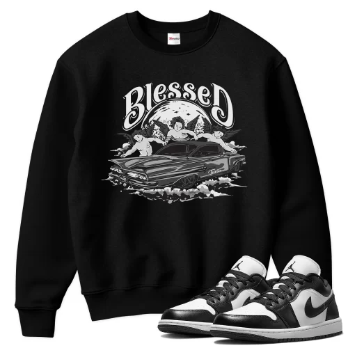 TeeVivo Sweatshirt Match Air Jordan 1 Low Panda Blessed – Air Jordan 1 Sweatshirt, AJ1 Sweatshirt