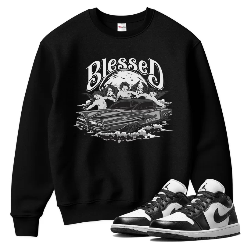 TeeVivo Sweatshirt Match Air Jordan 1 Low Panda Blessed – Air Jordan 1 Sweatshirt, AJ1 Sweatshirt