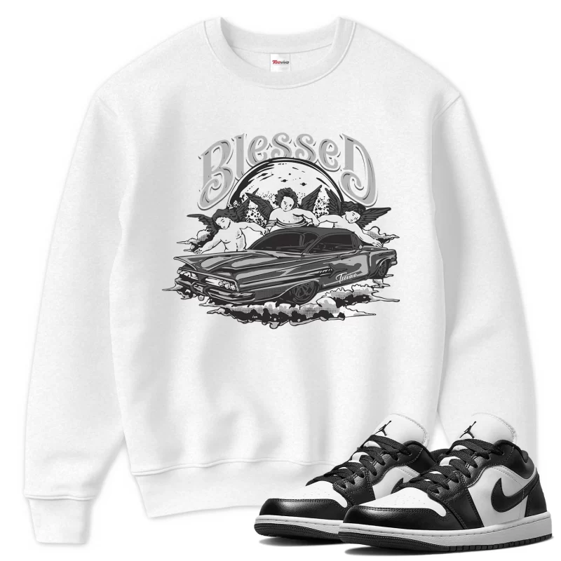 TeeVivo Sweatshirt Match Air Jordan 1 Low Panda Blessed – Air Jordan 1 Sweatshirt, AJ1 Sweatshirt