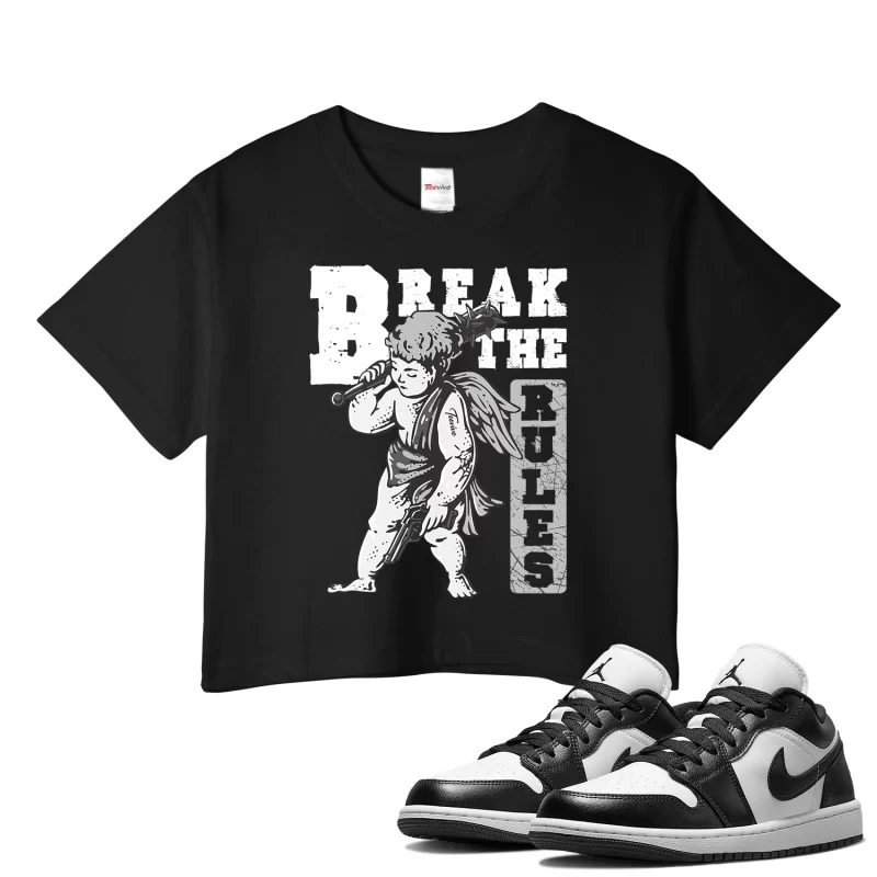 TeeVivo Crop Top Match Air Jordan 1 Low Panda Break the rules – Air Jordan 1 Crop Top, AJ1 Crop Top