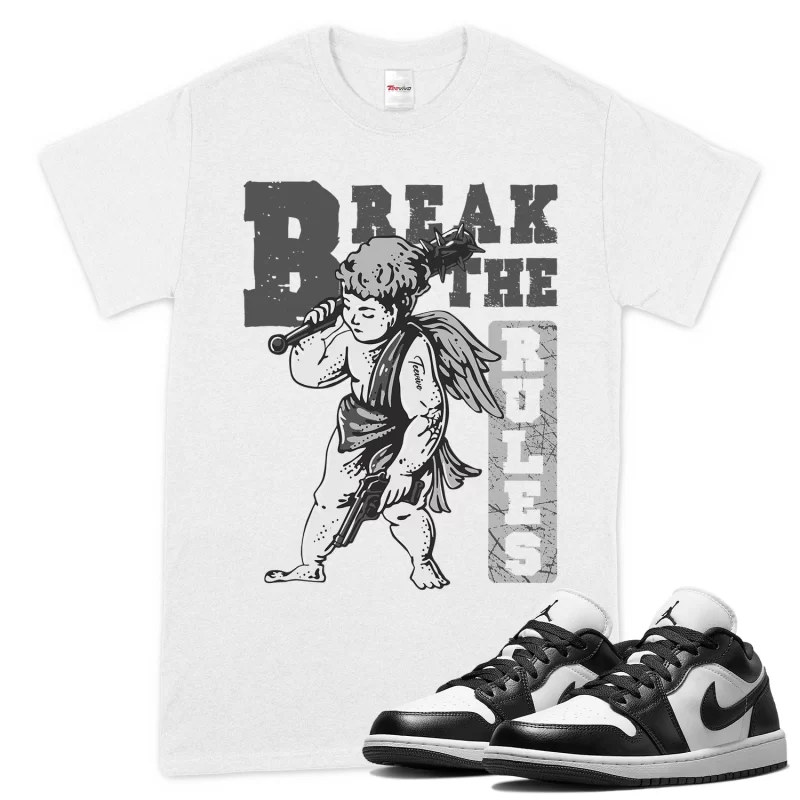 TeeVivo T-Shirt Match Air Jordan 1 Low Panda Break the rules – Air Jordan 1 Shirt, AJ1 Shirt