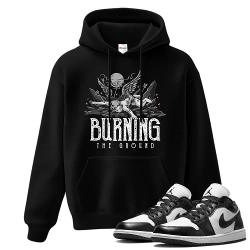 TeeVivo Hoodie Match Air Jordan 1 Low Panda Burning the ground – Air Jordan 1 Hoodie, AJ1 Hoodie