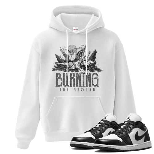 TeeVivo Hoodie Match Air Jordan 1 Low Panda Burning the ground – Air Jordan 1 Hoodie, AJ1 Hoodie
