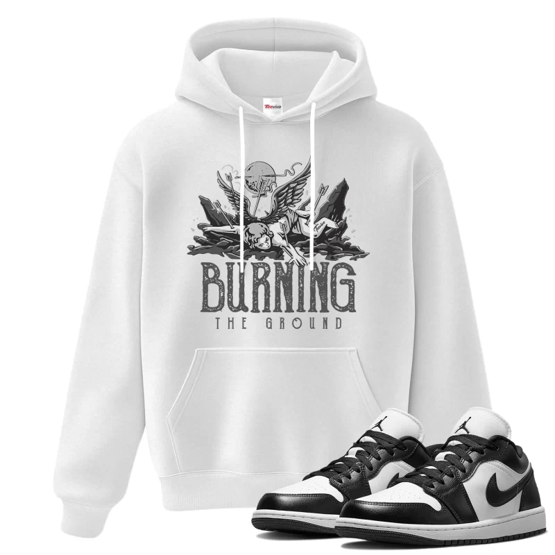 TeeVivo Hoodie Match Air Jordan 1 Low Panda Burning the ground – Air Jordan 1 Hoodie, AJ1 Hoodie