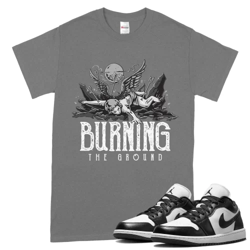 TeeVivo T-Shirt Match Air Jordan 1 Low Panda Burning the ground – Air Jordan 1 Shirt, AJ1 Shirt
