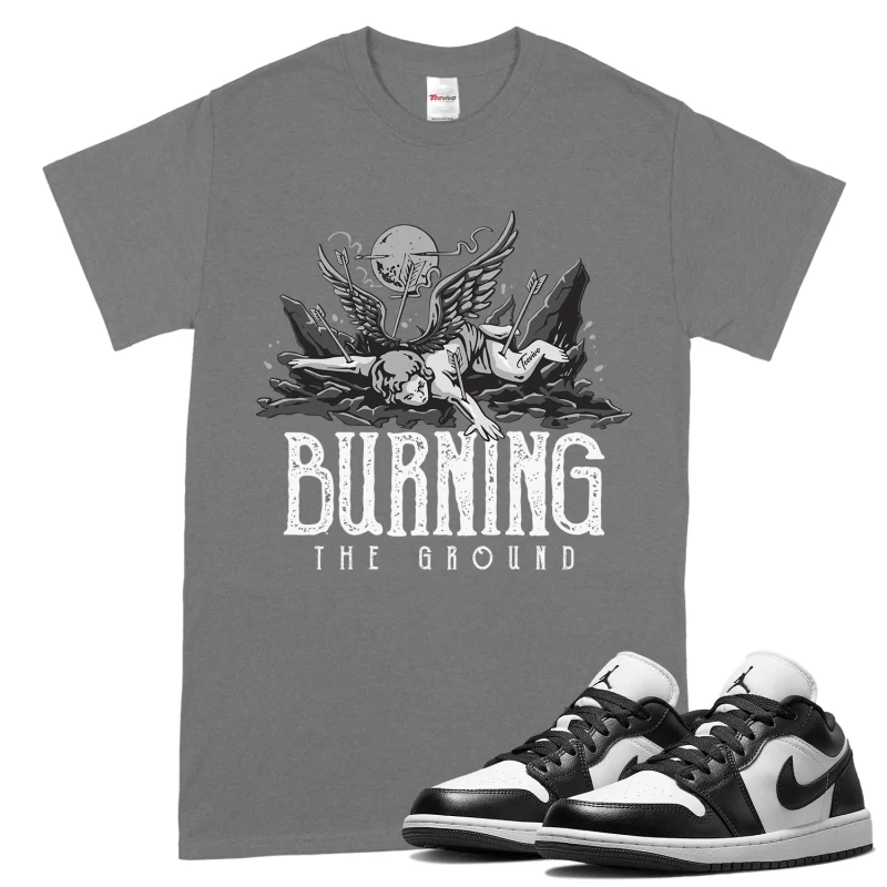 TeeVivo T-Shirt Match Air Jordan 1 Low Panda Burning the ground – Air Jordan 1 Shirt, AJ1 Shirt
