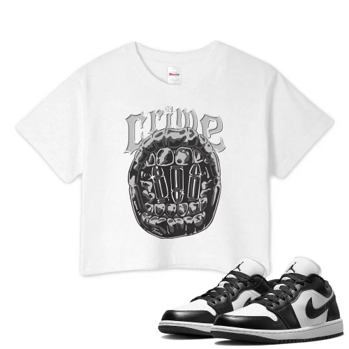 TeeVivo Crop Top Match Air Jordan 1 Low Panda Crime – Air Jordan 1 Crop Top, AJ1 Crop Top