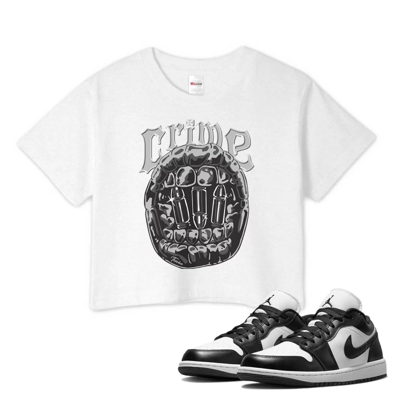 TeeVivo Crop Top Match Air Jordan 1 Low Panda Crime – Air Jordan 1 Crop Top, AJ1 Crop Top