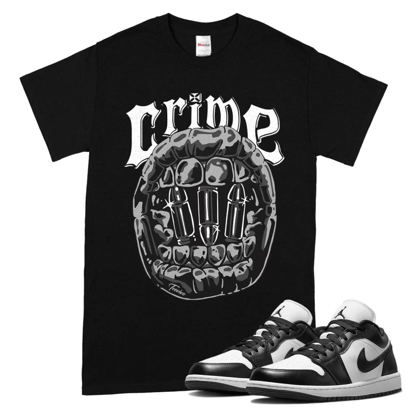TeeVivo T-Shirt Match Air Jordan 1 Low Panda Crime – Air Jordan 1 Shirt, AJ1 Shirt