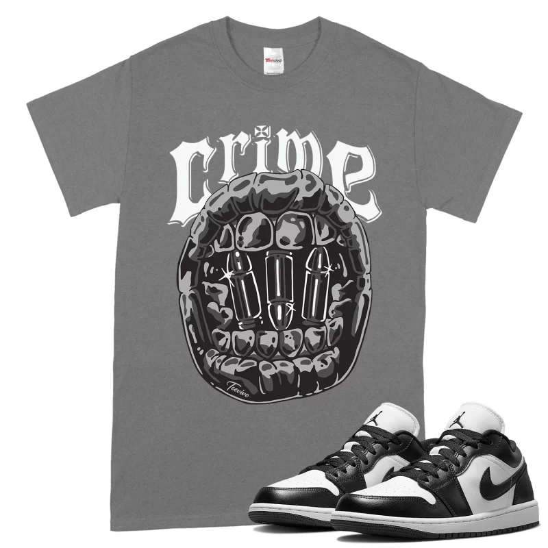 TeeVivo T-Shirt Match Air Jordan 1 Low Panda Crime – Air Jordan 1 Shirt, AJ1 Shirt